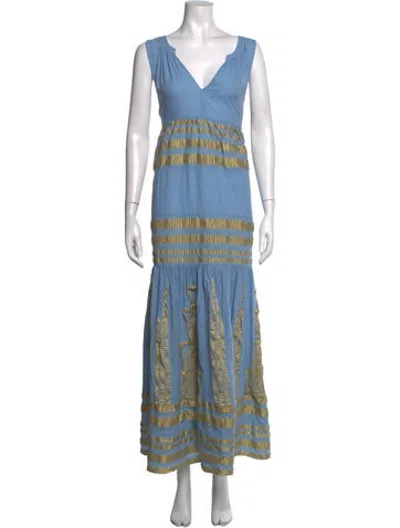 Pre-owned Lace The Label Printed Long Dress In Blue