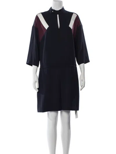 Pre-owned Lacoste Colorblock Pattern Mini Dress In Blue
