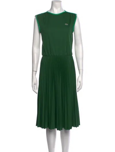 Pre-owned Lacoste Crew Neck Midi Length Dress In Green