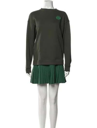 Pre-owned Lacoste Crew Neck Mini Dress In Green