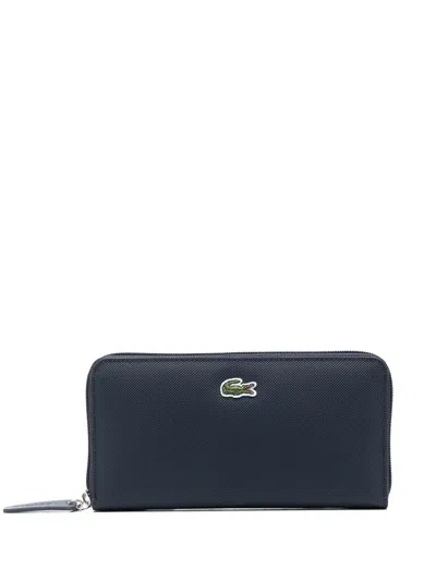 Lacoste Crocodile Appliqué Logo Wallet In Blue