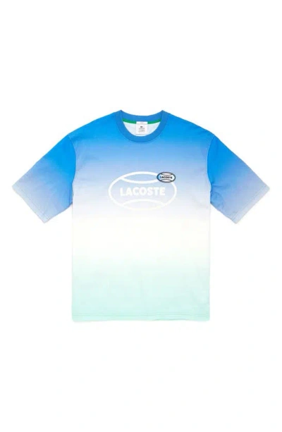 Lacoste Dip Dye Graphic Tee In Ethereal/ Flour