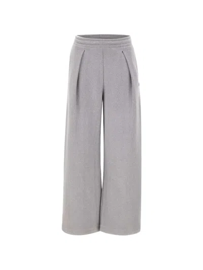Lacoste Flare-fit Ribbed Sweatpants In Gray