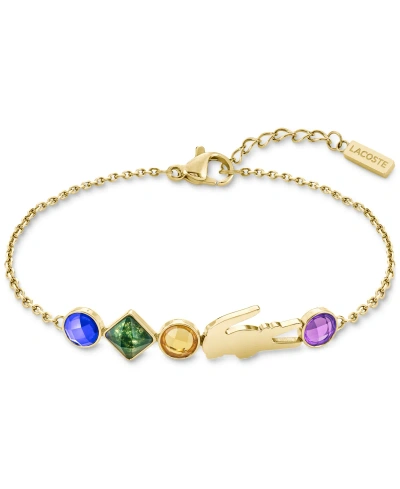 Lacoste Gold-tone Deva Multicolor Stone Charm Bracelet