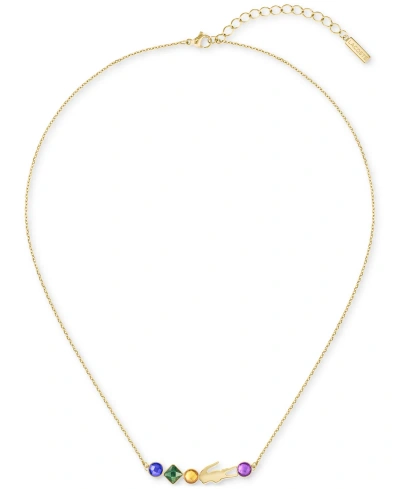 Lacoste Gold-tone Deva Multicolor Stone Pendant Necklace, 17" + 2" Extender