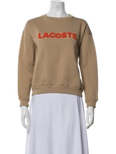 Pre-owned Lacoste Graphic Print Crew Neck Sweatshirt In Neutrals