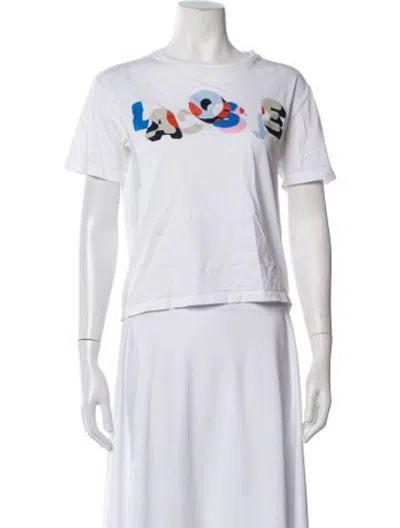 Pre-owned Lacoste Graphic Print Crew Neck T-shirt In White