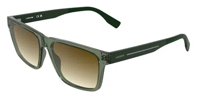 Lacoste L6100s 301 Men's Sunglasses Green Size 57 In Transparent Green