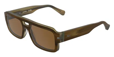 Lacoste L6102s 210 Men's Sunglasses Brown Size 56 In Striped Brown