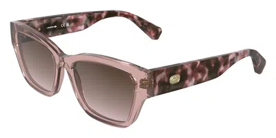 Lacoste L6103s 662 Women's Sunglasses Pink Size 55 In Transparent Rose