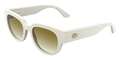 Lacoste L6108s 101 Women's Sunglasses White Size 52 In Ivory