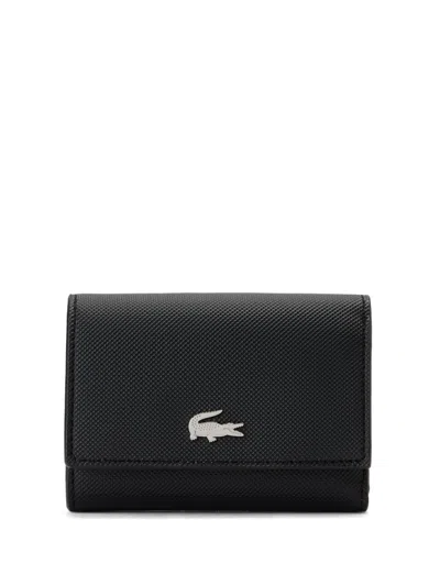 Lacoste Logo-plaque Tri-fold Wallet In Black