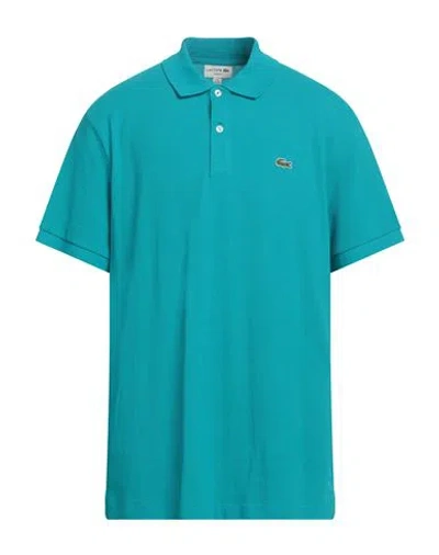 Lacoste Man Polo Shirt Deep Jade Size 8 Cotton, Elastane In Blue