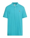 Lacoste Man Polo Shirt Turquoise Size 8 Cotton, Elastane In Blue