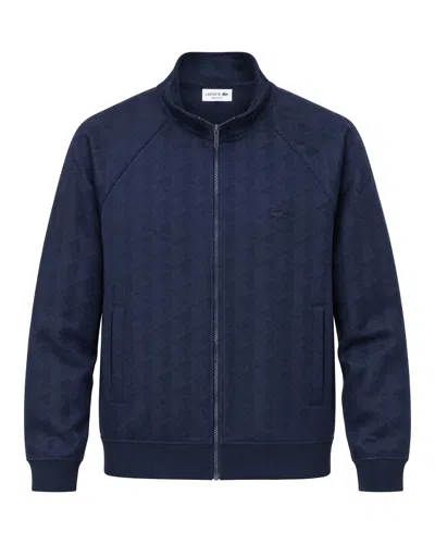 Lacoste Men's Jacquard Zip-up Track Jacket In Navy Blue