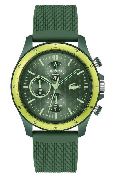 Lacoste Neoheritage Chronograph Silicone Strap Watch, 43mm In Green