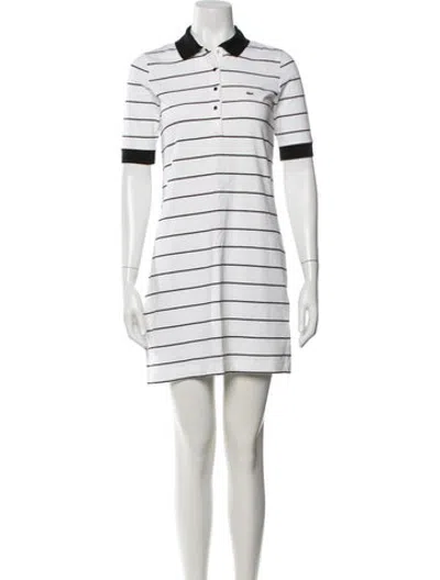 Pre-owned Lacoste Striped Mini Dress In White