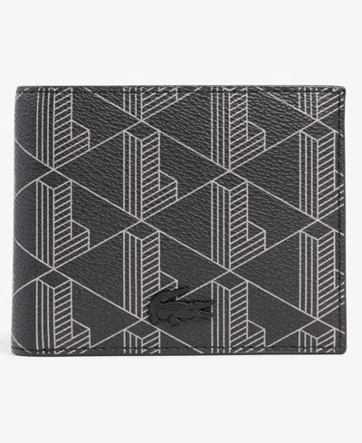 Lacoste The Blend Monogram Bifold Wallet In Monogram Noir Gris