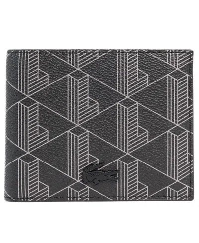 Lacoste The Blend Monogram Card Case In Charcoal
