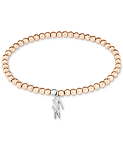 Lacoste Two-tone Obre Beaded Charm Bracelet In Carnation Gold