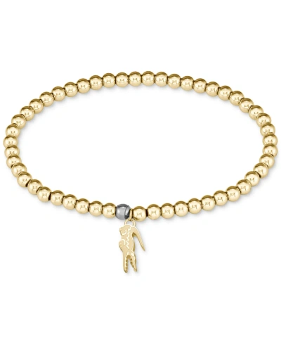 Lacoste Two-tone Obre Beaded Charm Bracelet In Gold