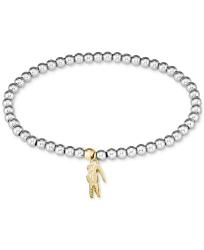 Lacoste Two-tone Obre Beaded Charm Bracelet In Silver