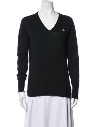 Pre-owned Lacoste V-neck Sweater In Black
