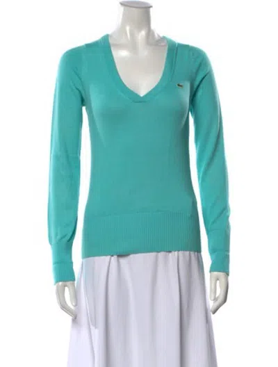 Pre-owned Lacoste V-neck Sweater In Blue