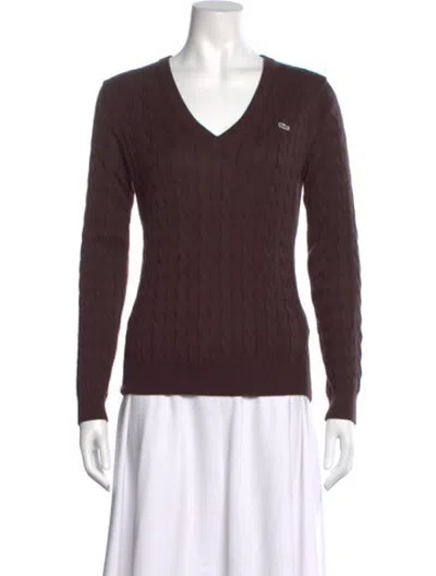 Pre-owned Lacoste V-neck Sweater In Brown