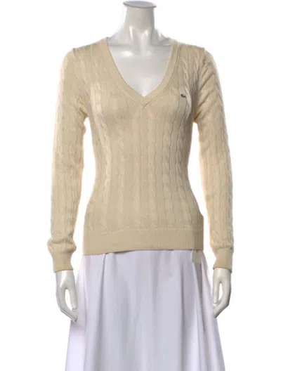 Pre-owned Lacoste V-neck Sweater In Neutrals