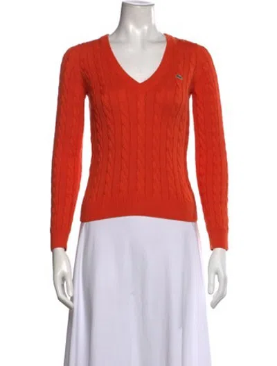 Pre-owned Lacoste V-neck Sweater In Orange