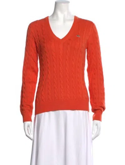 Pre-owned Lacoste V-neck Sweater In Orange