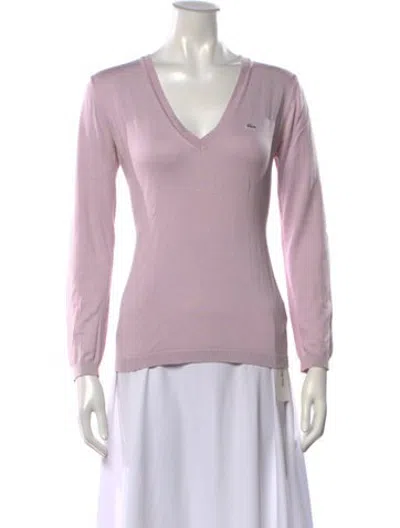 Pre-owned Lacoste V-neck Sweater In Purple