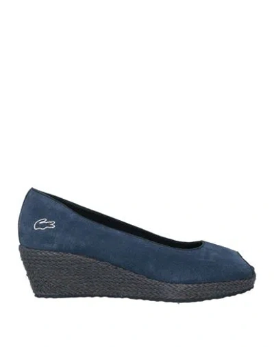Lacoste Woman Espadrilles Navy Blue Size 8.5 Leather In Multi