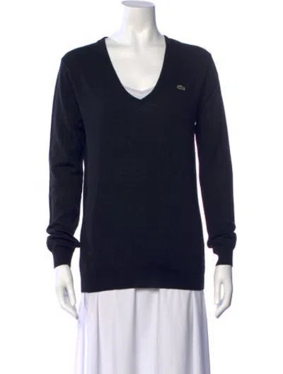 Pre-owned Lacoste Wool V-neck Sweater In Blue