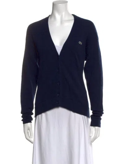 Pre-owned Lacoste Wool V-neck Sweater In Blue