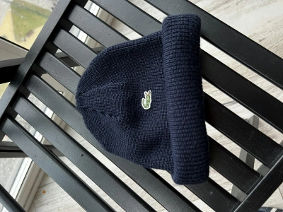 Pre-owned Lacoste X Vintage 90's Lacoste Beanie Hat Wool Navy
