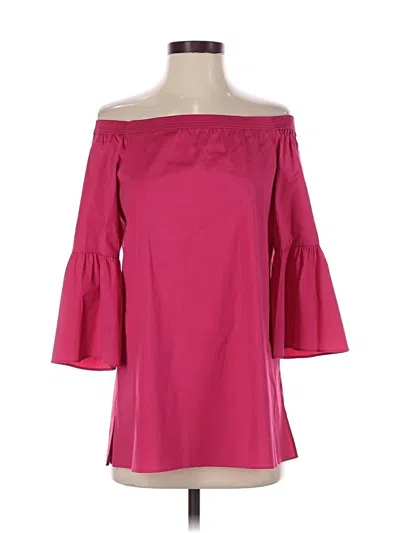 Pre-owned Lafayette 148 3/4 Sleeve Blouse In Pink