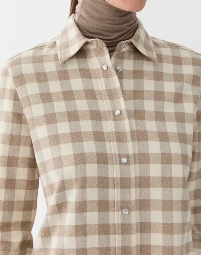 Lafayette 148 Buffalo Check Brushed Cotton Flannel Shirt In Multi