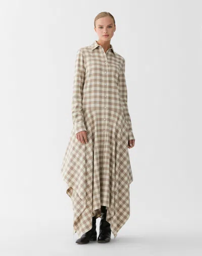 Lafayette 148 Buffalo Check Flannel Handkerchief Shirt Dress In Multi