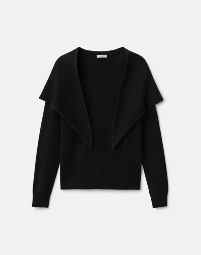 Lafayette 148 Cashmere Detachable Scarf Sweater In Black