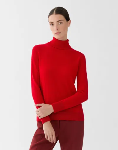 Lafayette 148 Cashmere Fitted Turtleneck Sweater In Red