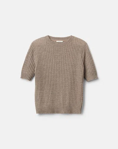 Lafayette 148 Cashmere Mixed Stitch Short Sleeve Sweater In Multi