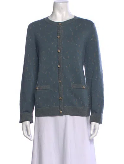 Pre-owned Lafayette 148 Cashmere Patterned Sweater In Blue