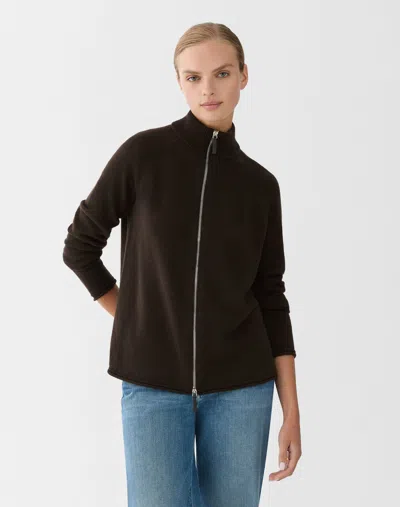 Lafayette 148 Cashmere Zip Front Cardigan In Brown