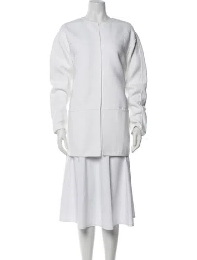 Pre-owned Lafayette 148 Coat In White