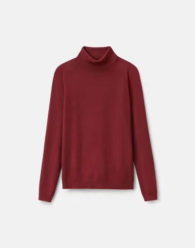 Lafayette 148 Crepe Relaxed Fit Turtleneck Sweater In Red
