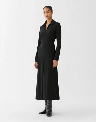 Lafayette 148 Crepe V-neck Midi Dress In Black
