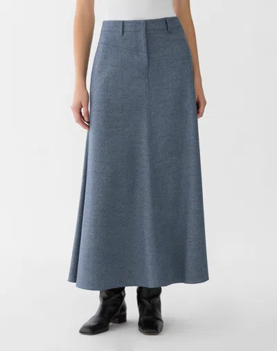 Lafayette 148 Denim Effect Wool Cashmere Western Skirt In Blue