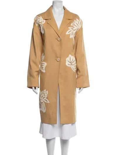 Pre-owned Lafayette 148 Floral Print Coat In Yellow